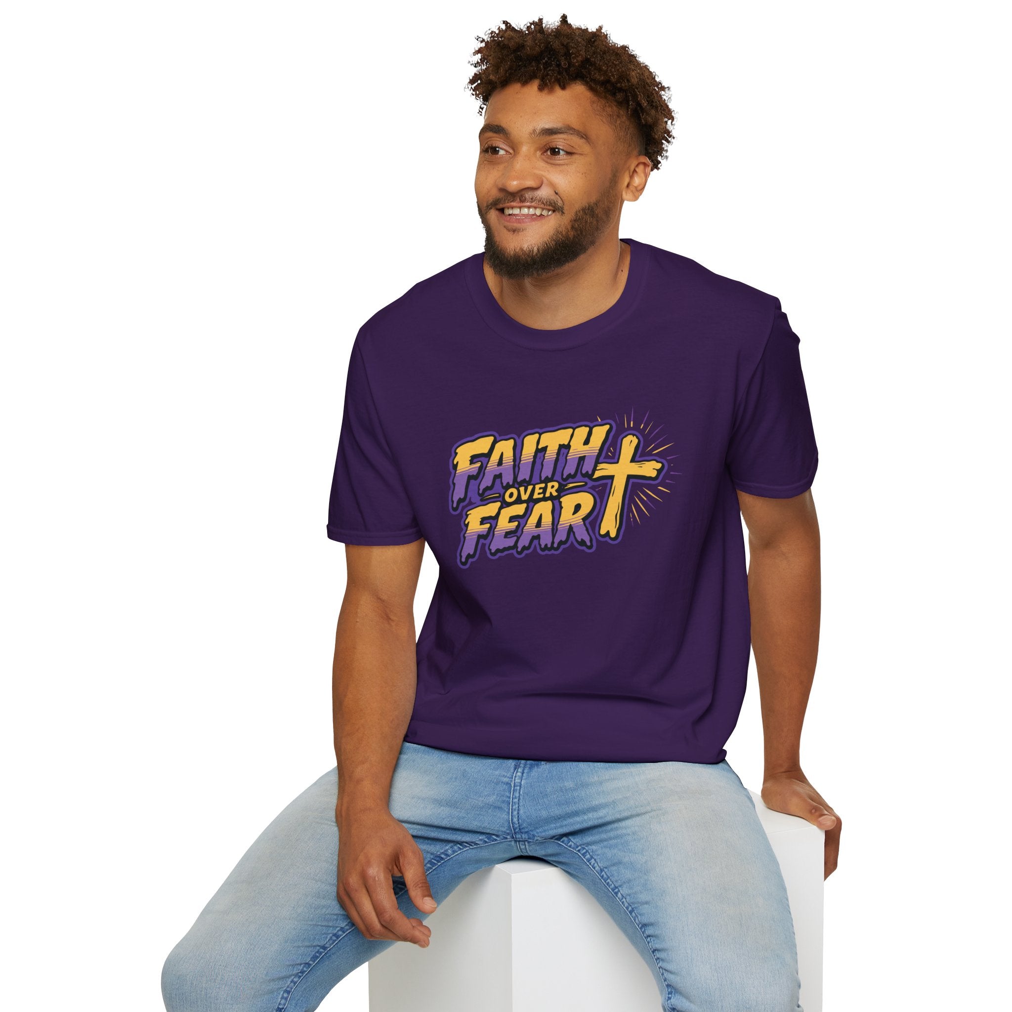 FAITH OVER FEAR YELLOW PURPLE 2 T-Shirt