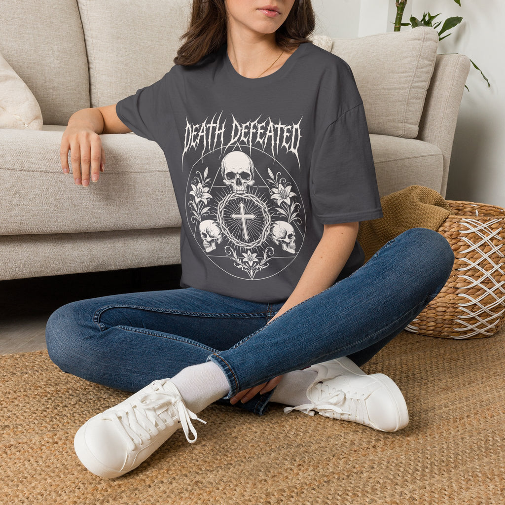 DEATH DEFEATED SKULL CIRCLE METAL T-Shirt