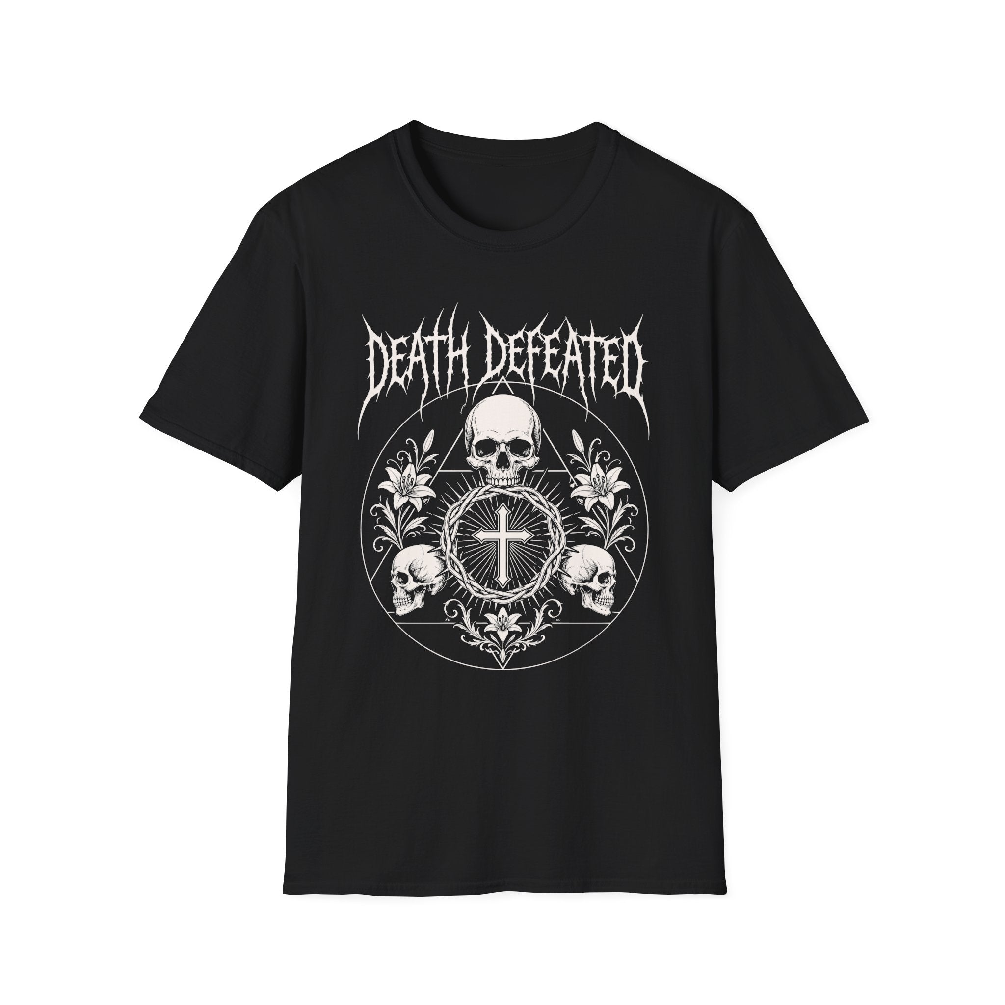 DEATH DEFEATED SKULL CIRCLE METAL T-Shirt