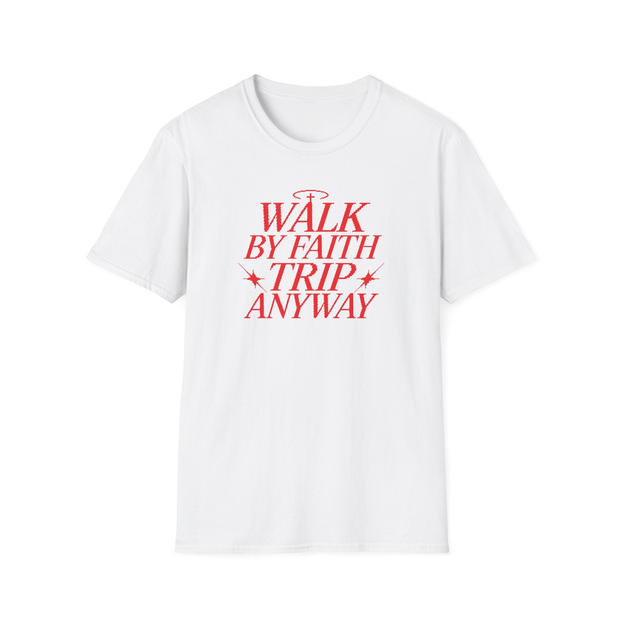 WALK BY FAITH TRIP ANYWAY RED PIXEL T-Shirt