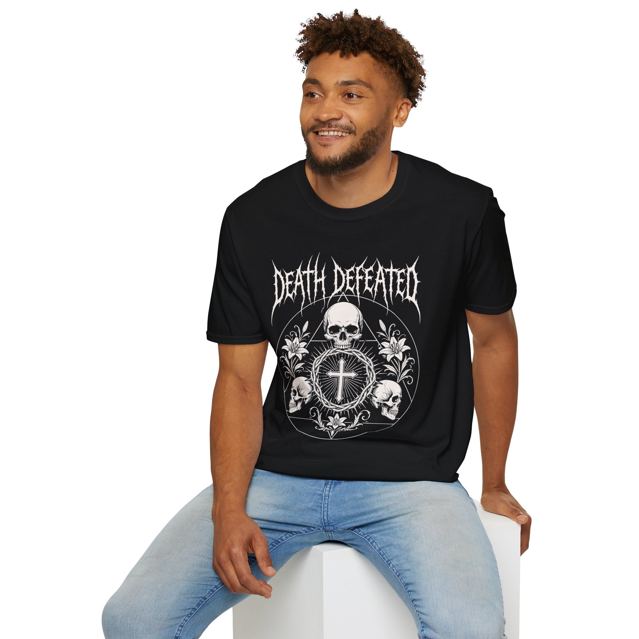 DEATH DEFEATED SKULL CIRCLE METAL T-Shirt