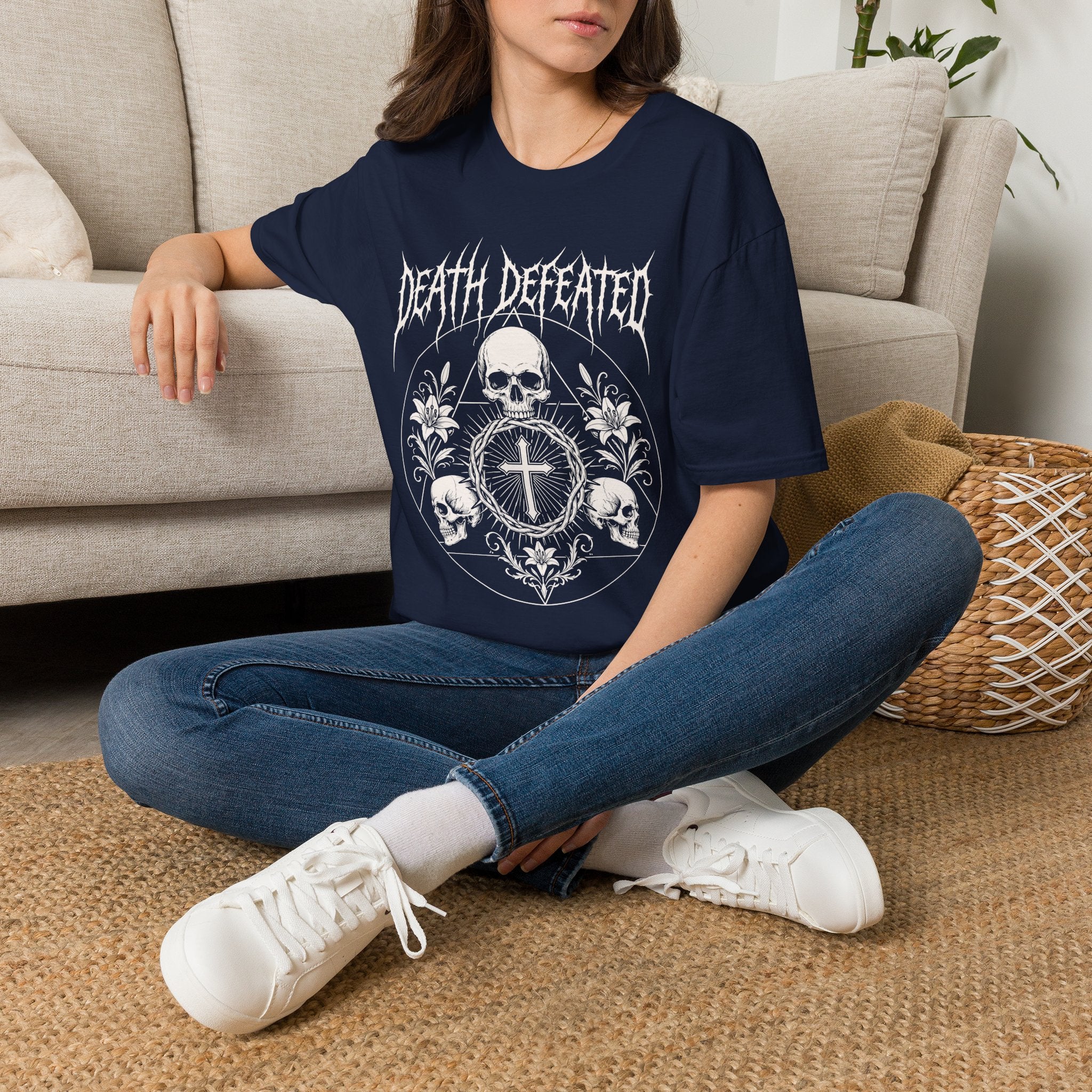 DEATH DEFEATED SKULL CIRCLE METAL T-Shirt