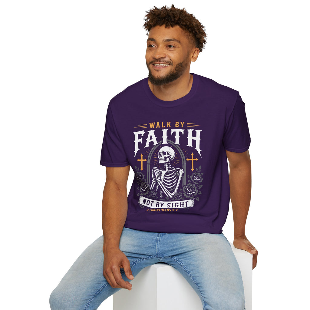 WALK BY FAITH NOT BY SIGHT PRAYING SKELETON T-Shirt
