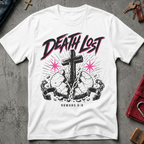 Death Lost Romans 6:9 Christian T-shirt in White