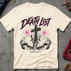 Death Lost Romans 6:9 Christian T-shirt in Natural
