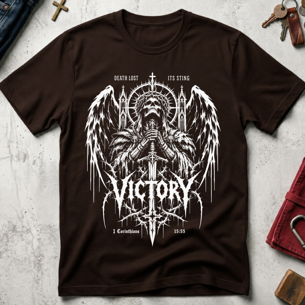Death Lost Its Sting Christian T-shirt in Dark Chocolate