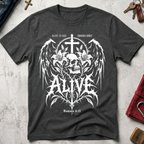 Alive to God Through Christ gothic Christian T-shirt in Dark Heather