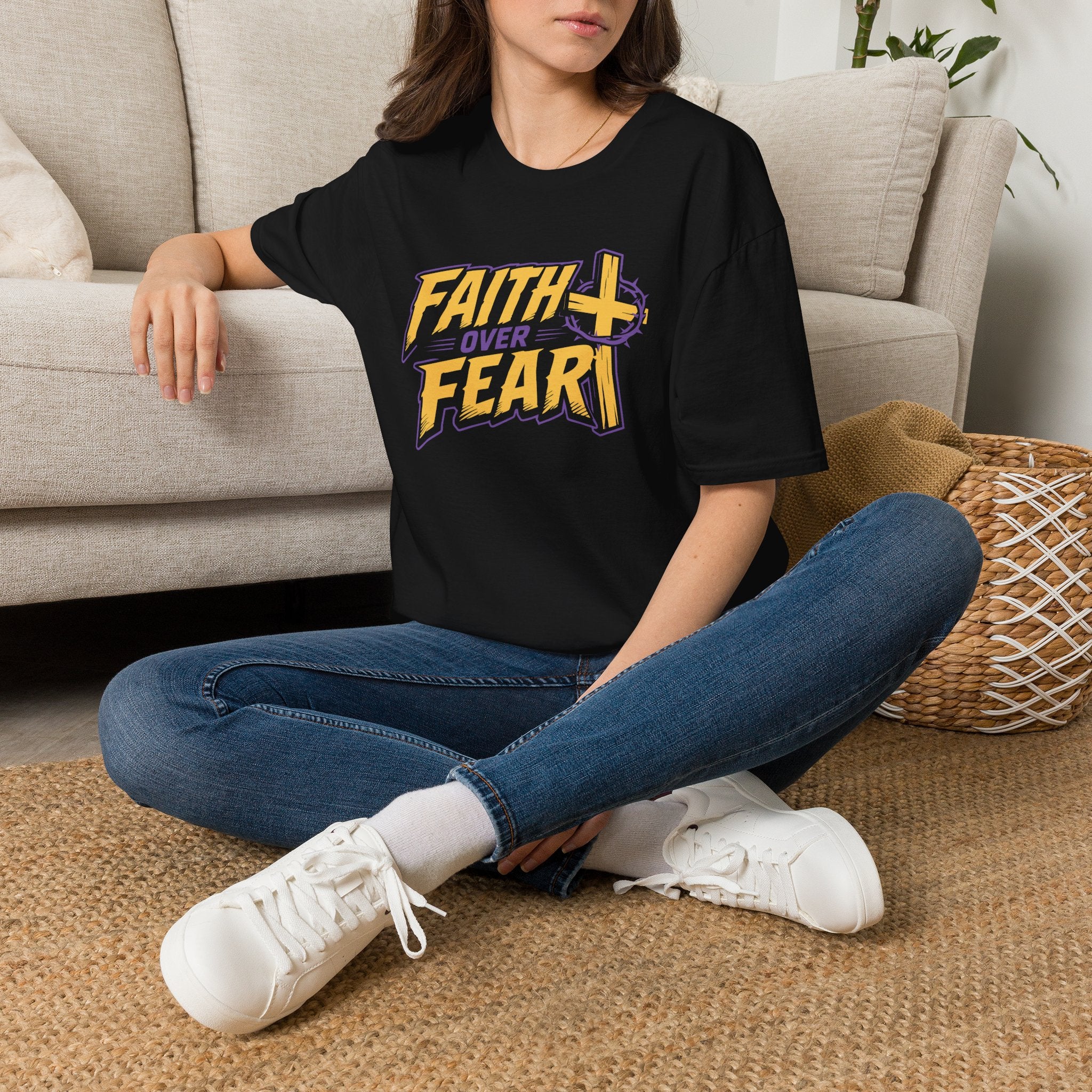 FAITH OVER FEAR YELLOW PURPLE 1 T-Shirt