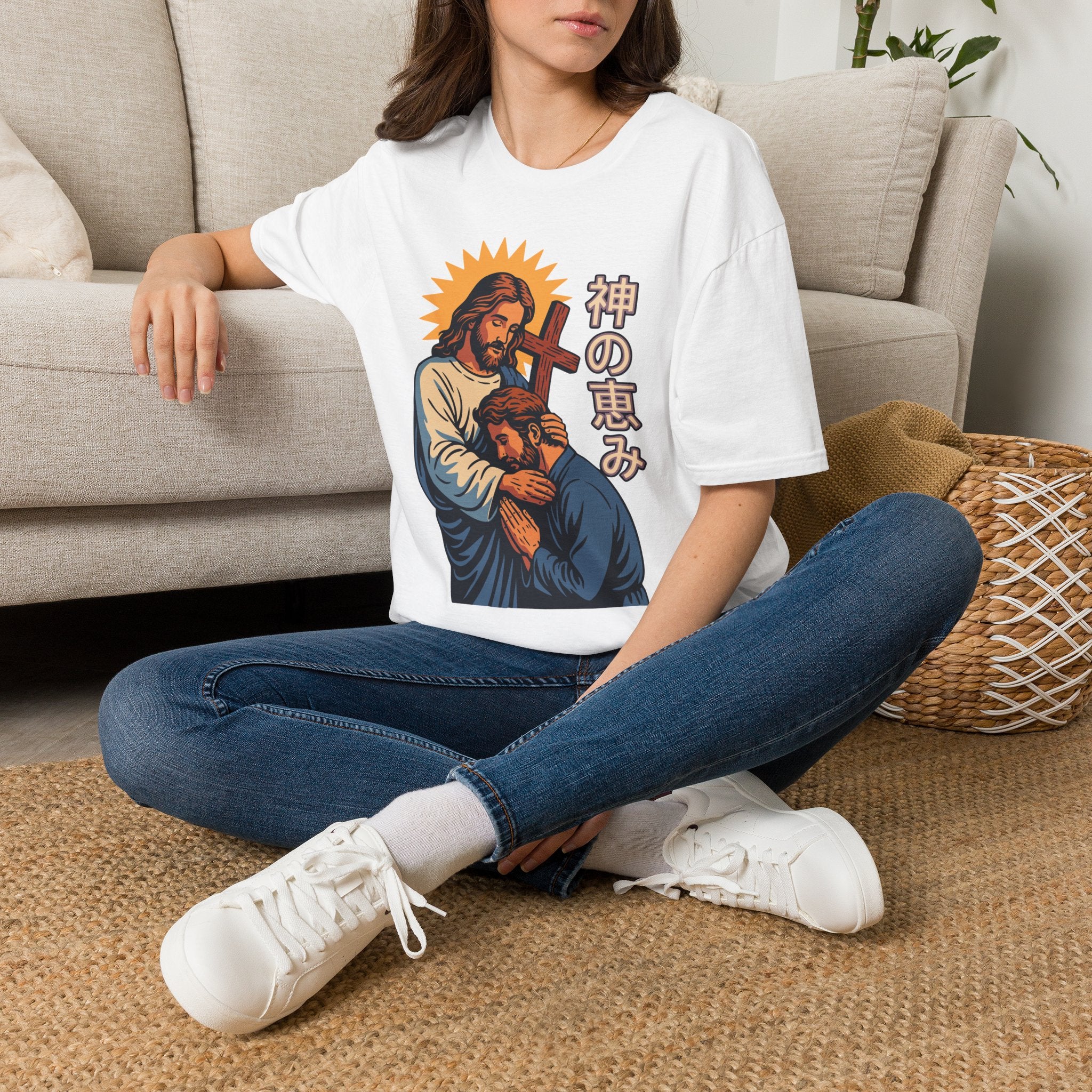 Jesus Manga Hugging Man T-Shirt