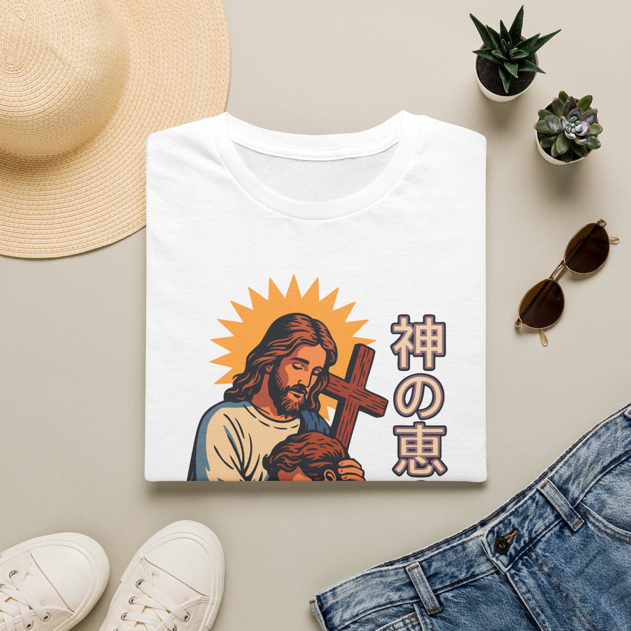 Jesus Manga Hugging Man T-Shirt