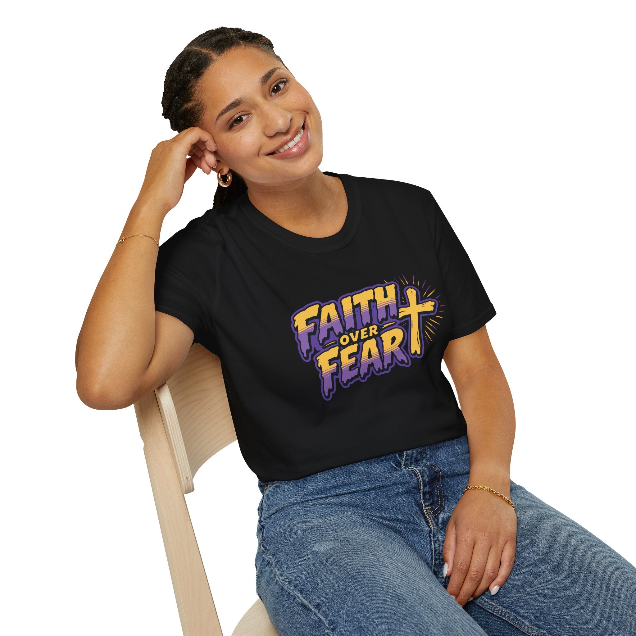 FAITH OVER FEAR YELLOW PURPLE 2 T-Shirt