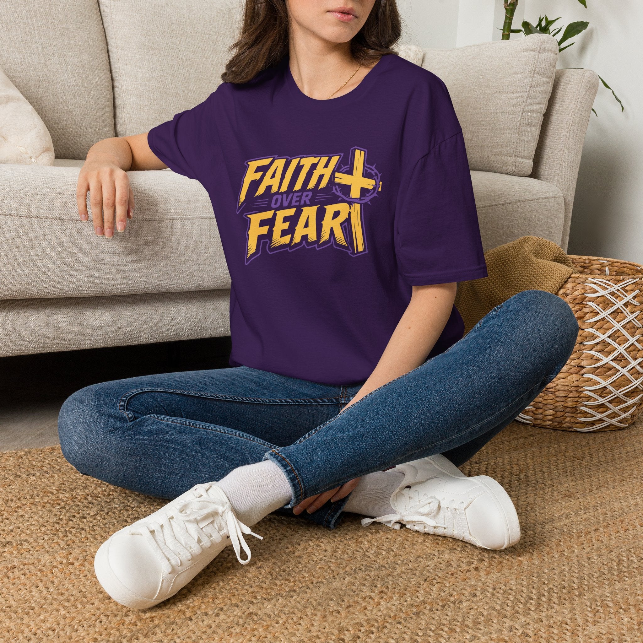 FAITH OVER FEAR YELLOW PURPLE 1 T-Shirt