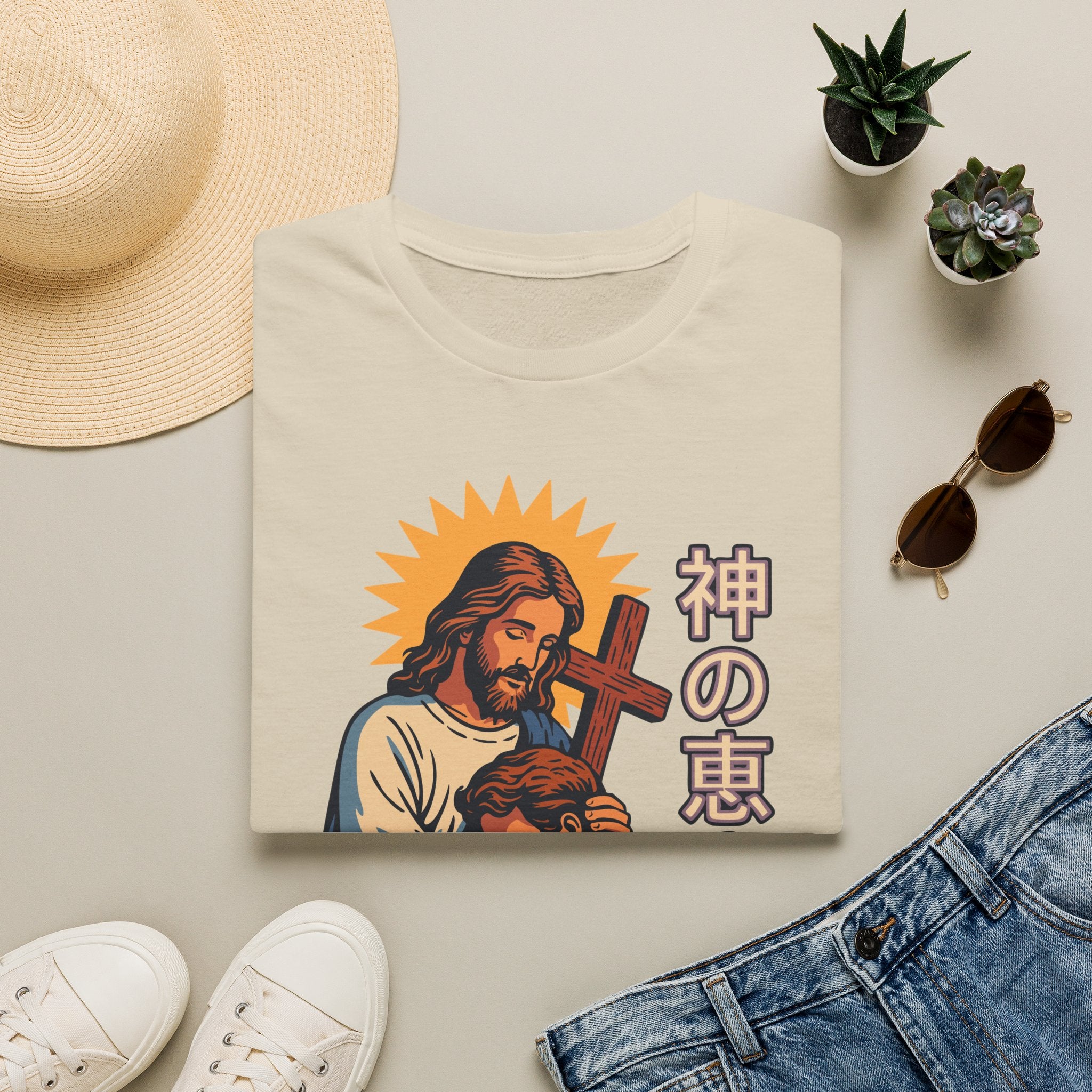 Jesus Manga Hugging Man T-Shirt