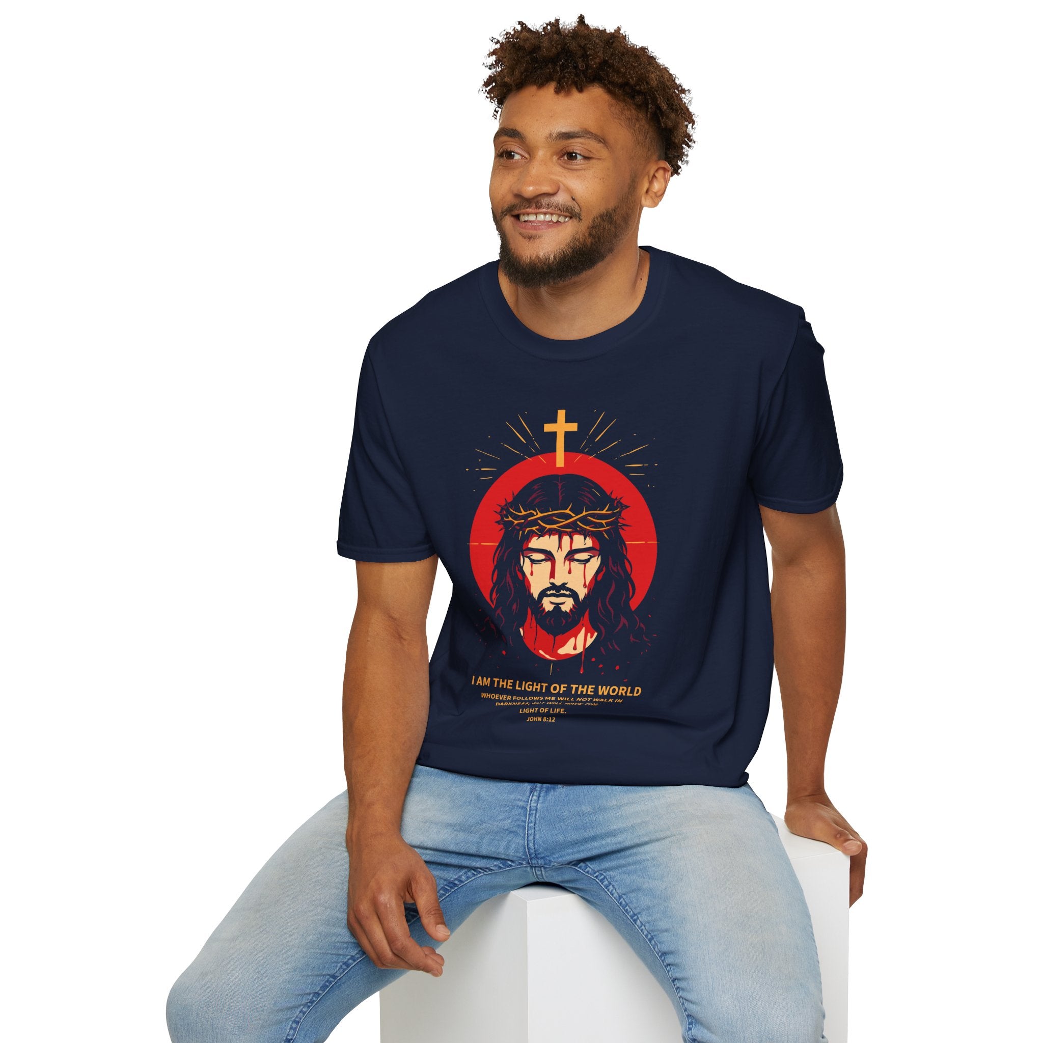 I AM THE LIGHT OF THE WORLD more text T-Shirt