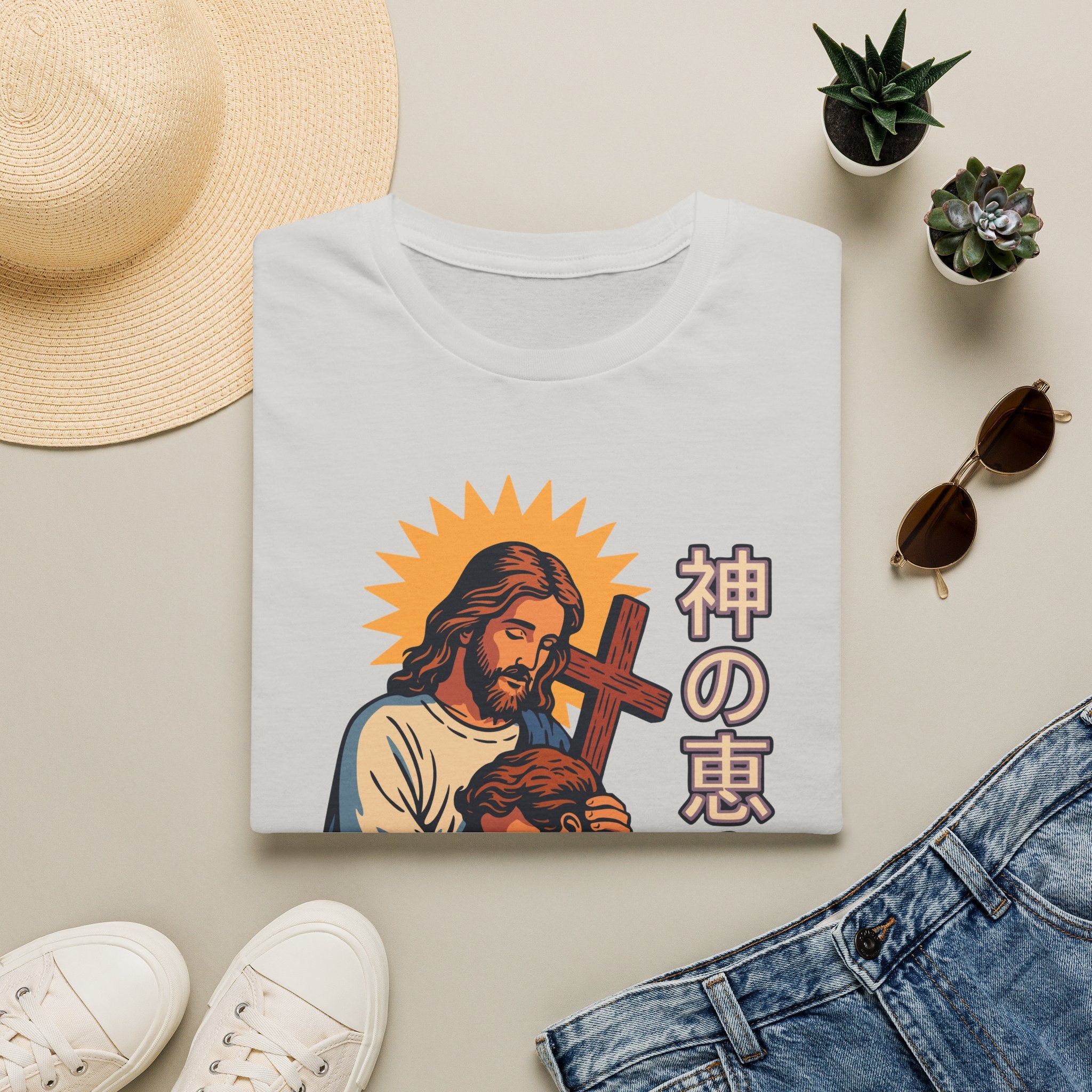 Jesus Manga Hugging Man T-Shirt