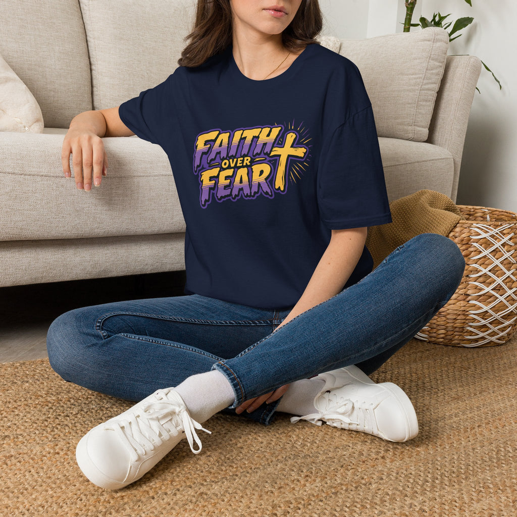 FAITH OVER FEAR YELLOW PURPLE 2 T-Shirt