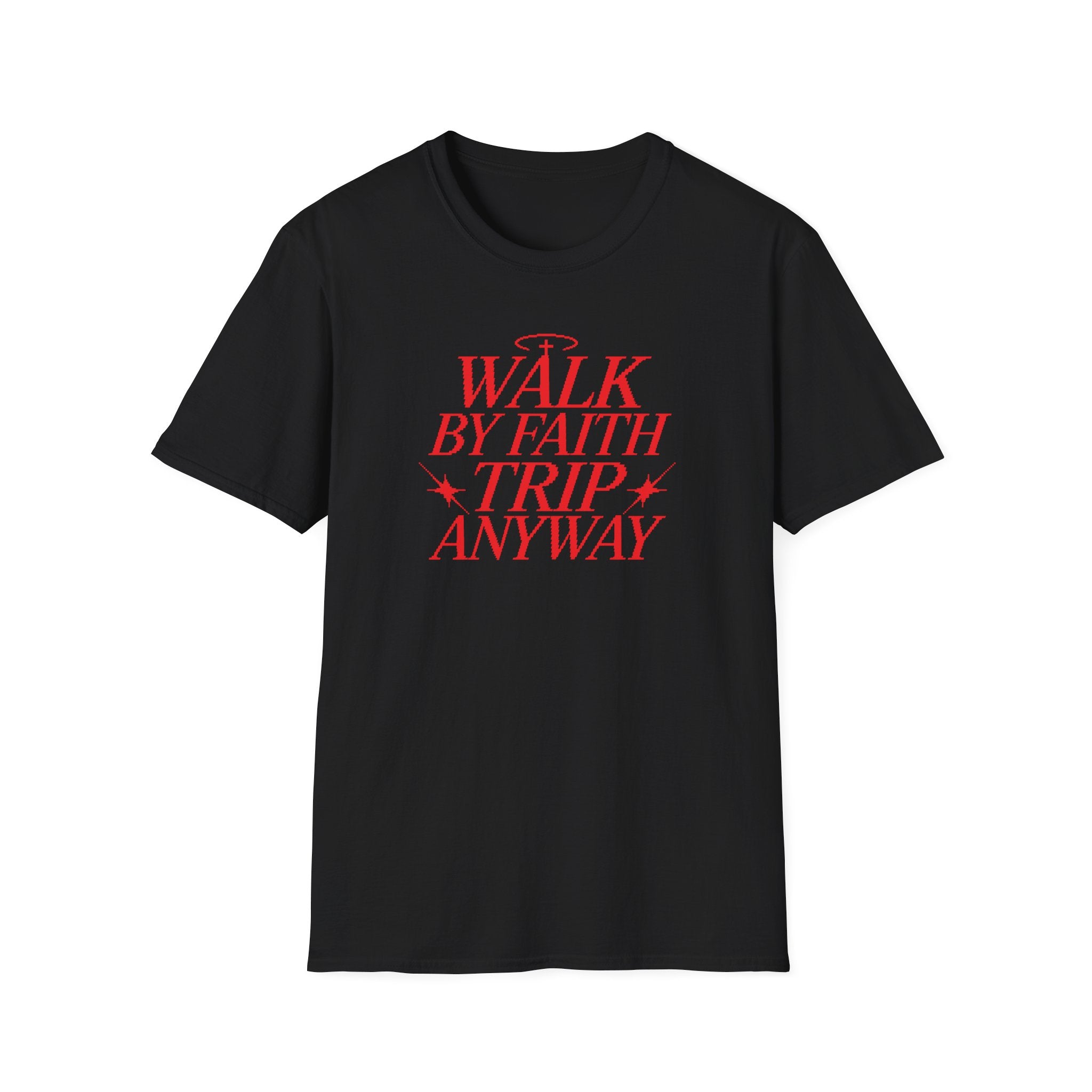 WALK BY FAITH TRIP ANYWAY RED PIXEL T-Shirt