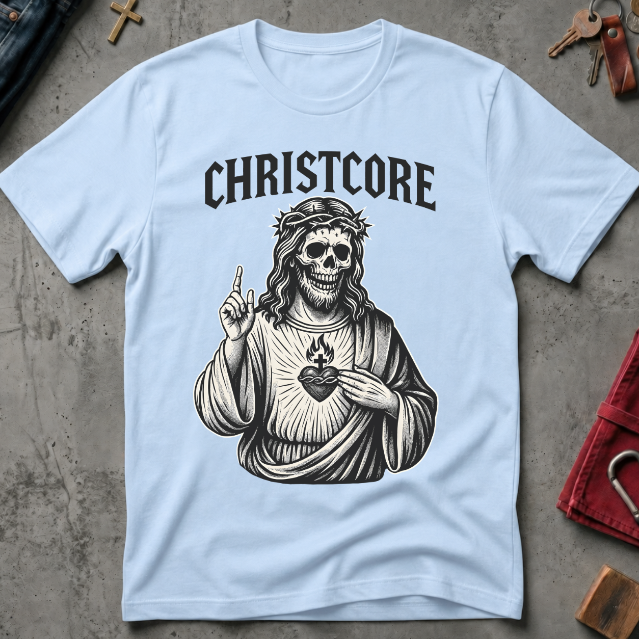 CHRISTIAN CHRISTCORE TOUCHING HEART 2 black - Mockup - Light Blue