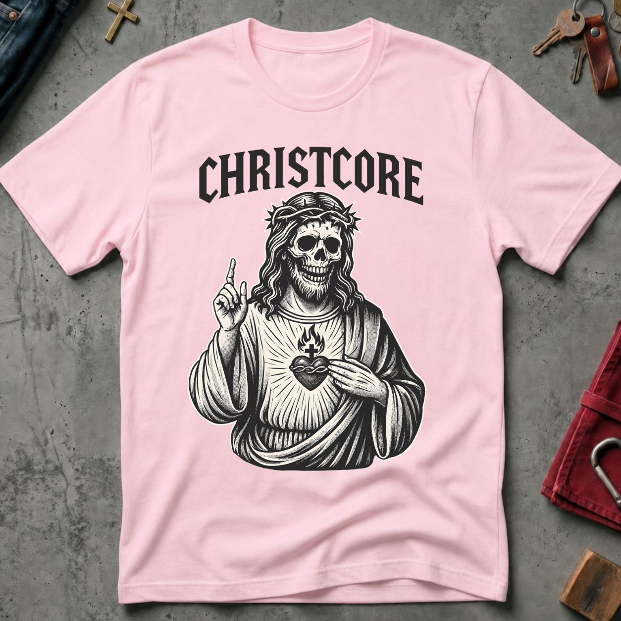 CHRISTIAN CHRISTCORE TOUCHING HEART 2 black - Mockup - Light Pink