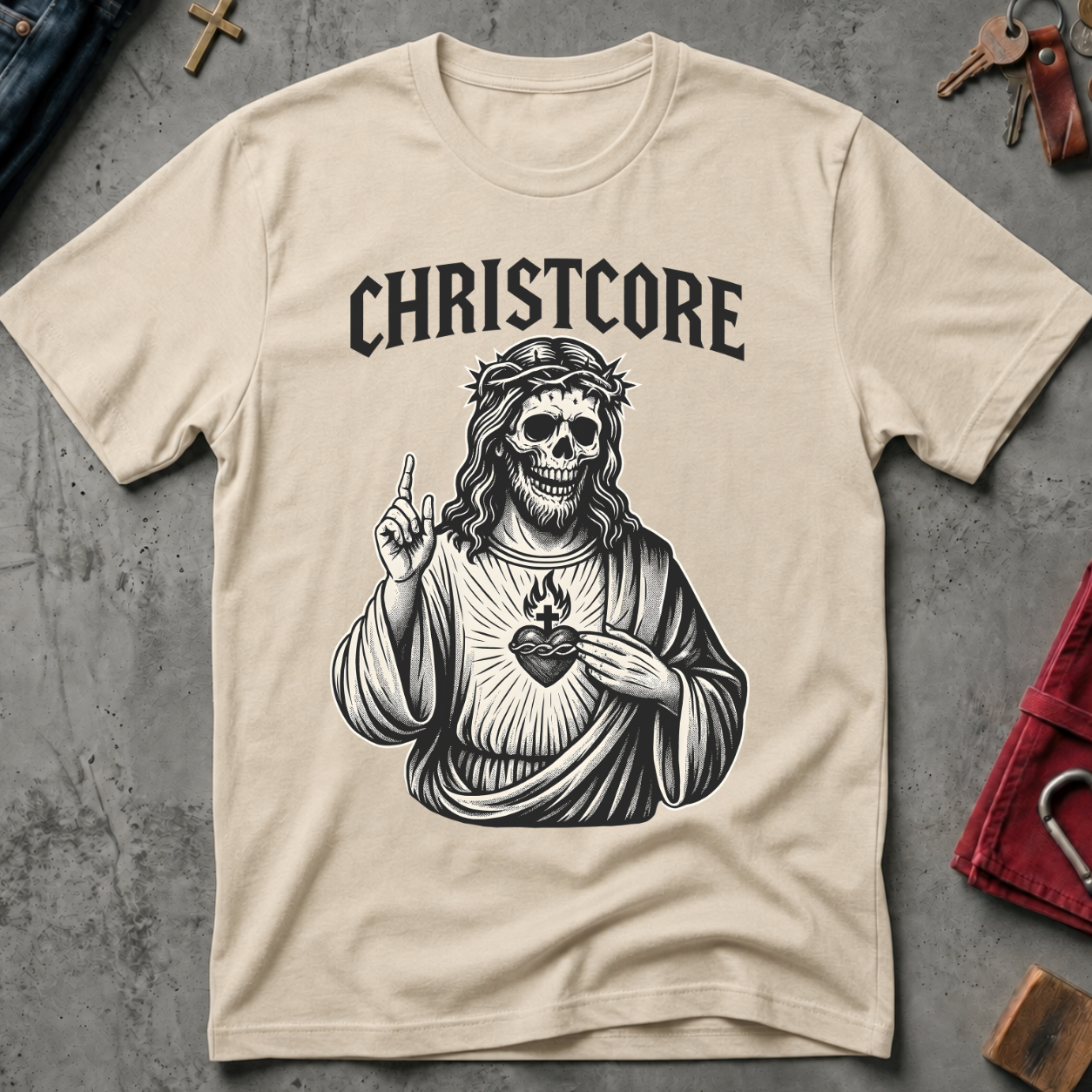 CHRISTIAN CHRISTCORE TOUCHING HEART 2 black - Mockup - Sand