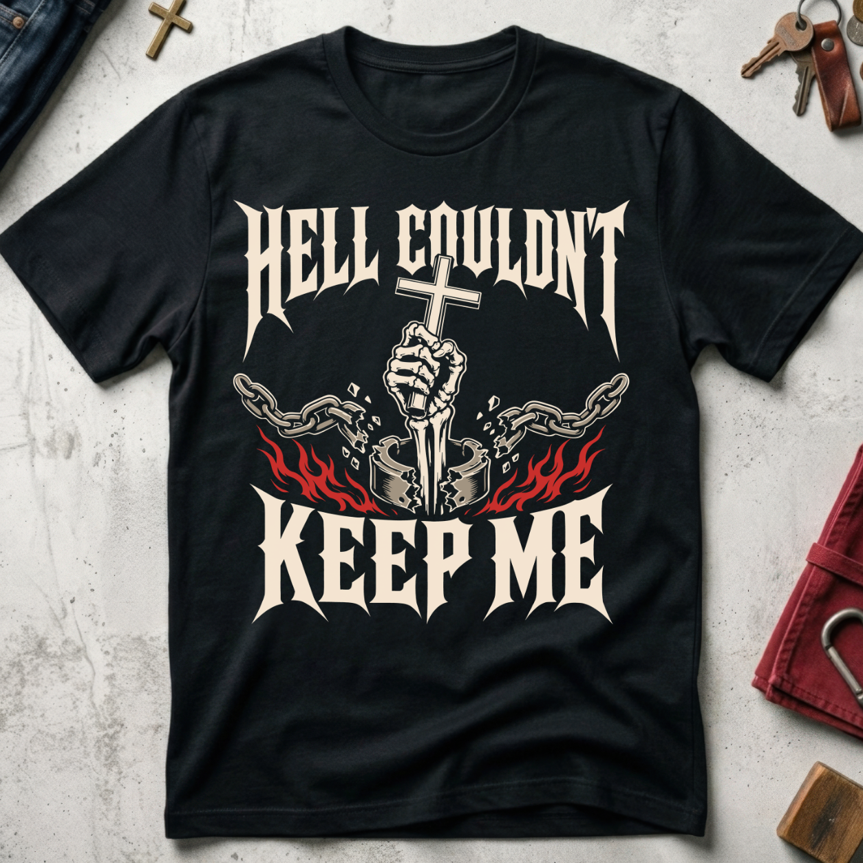 Hell Couldn't Keep Me Down Christian T-shirt in Black