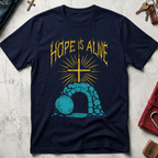 Hope Is Alive | Metal Style Empty Tomb Christian T-Shirt