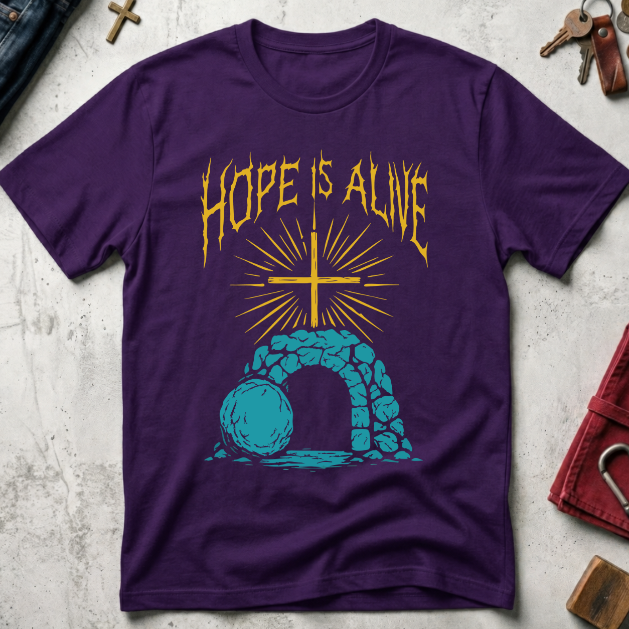Hope Is Alive | Metal Style Empty Tomb Christian T-Shirt