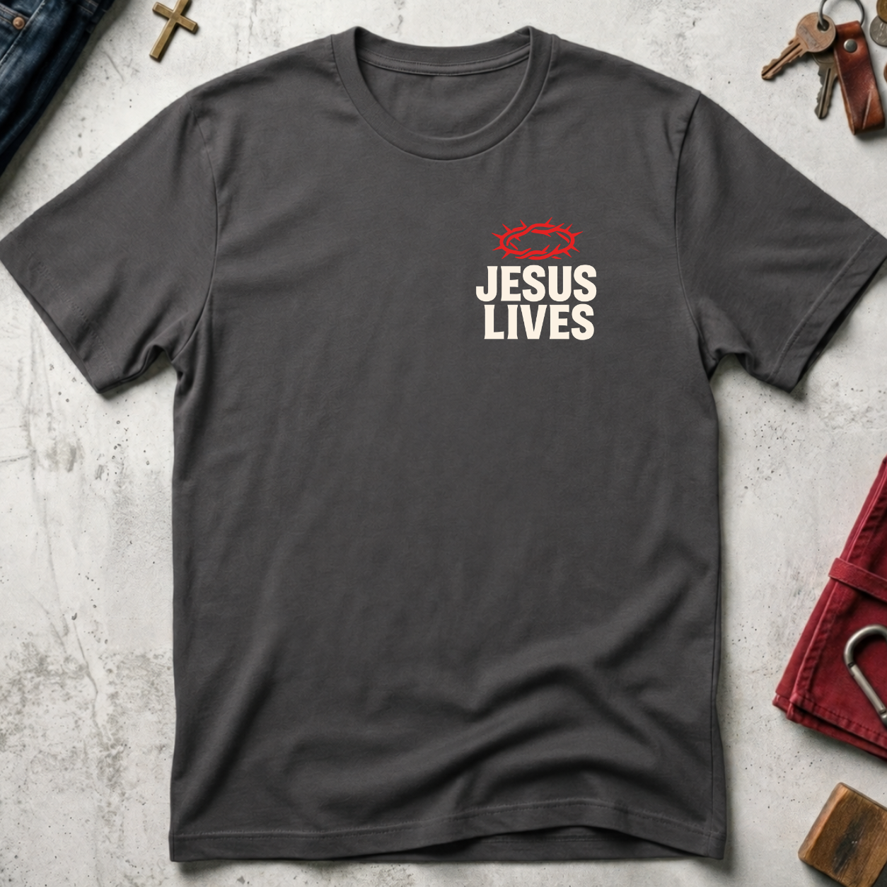 Jesus Lives - Charcoal