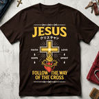 Follow the Way of the Cross Christian Jesus Streetwear T-Shirt - Dark Chocolate