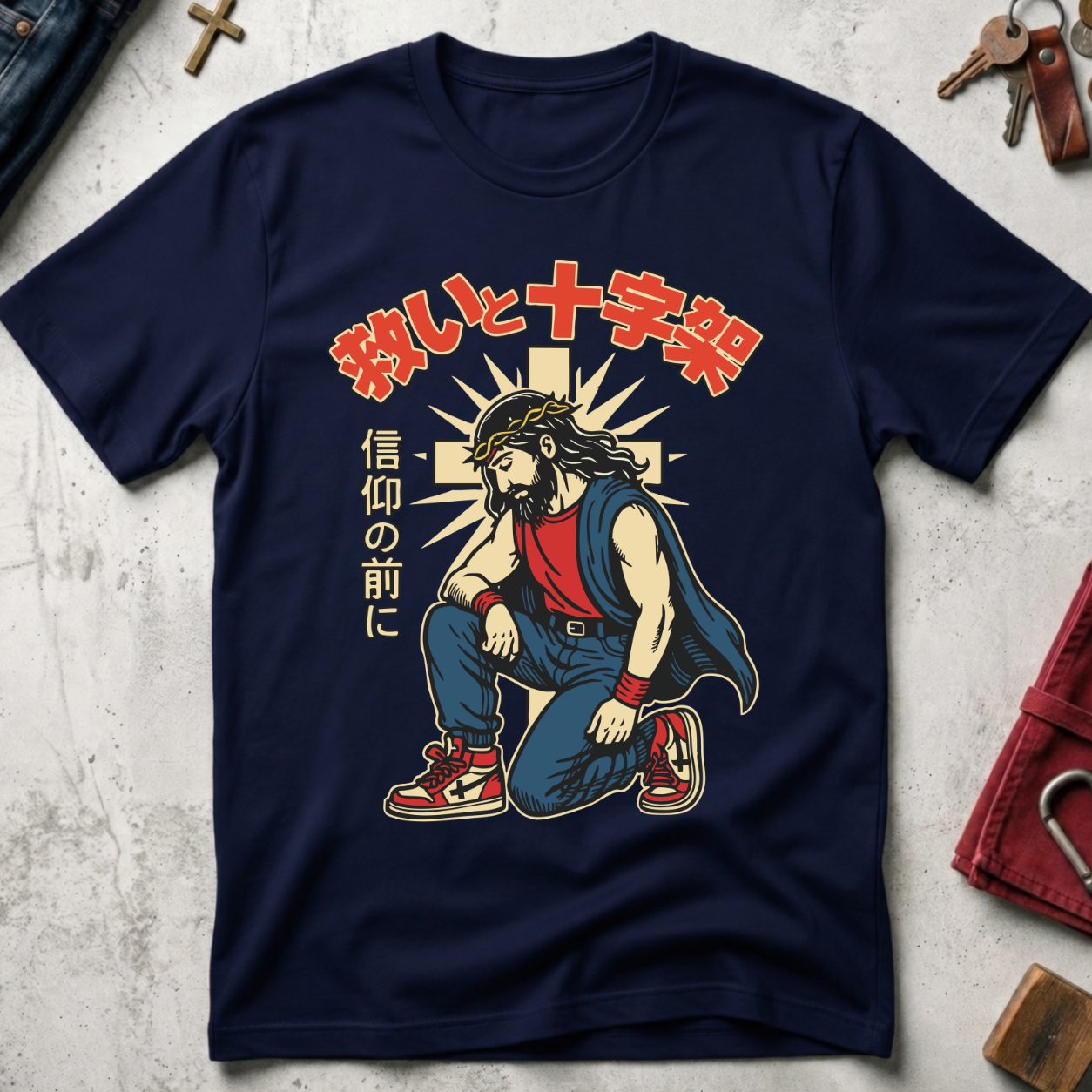 Kneeling Jesus - Navy