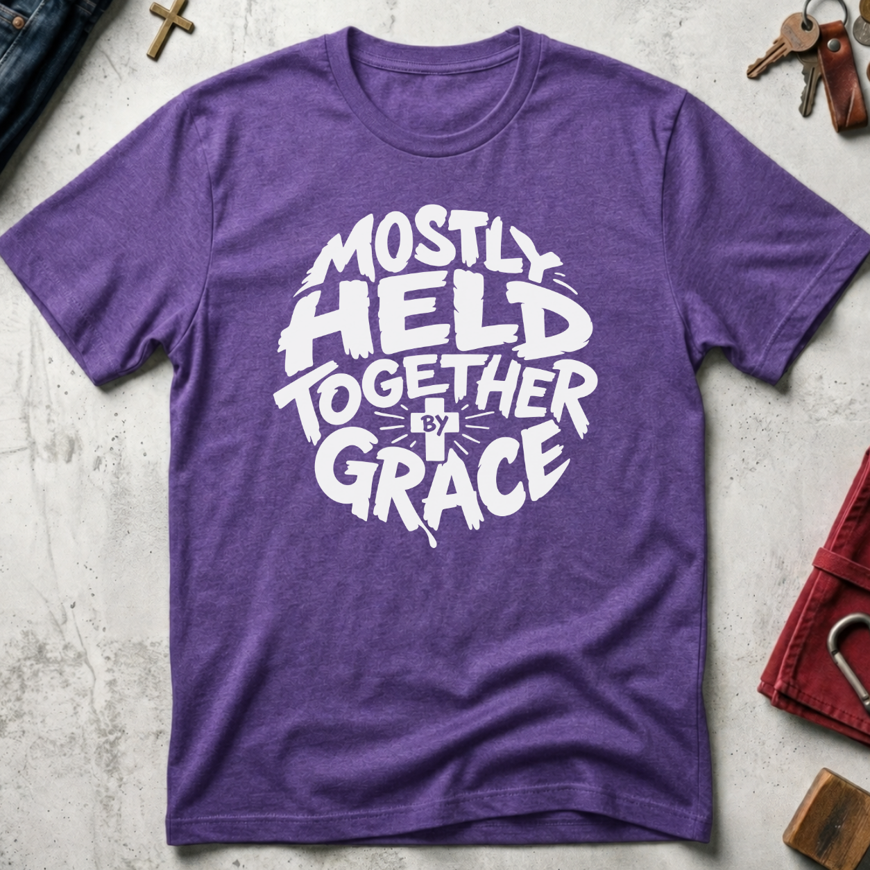 Mostly Held Together by Grace - Heather Purple