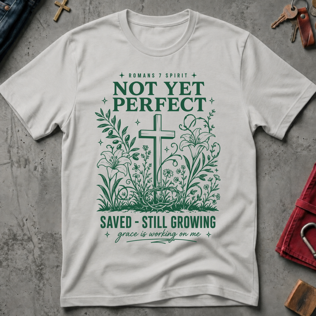 Not Yet Perfect, Saved and Still Growing - Ice Grey