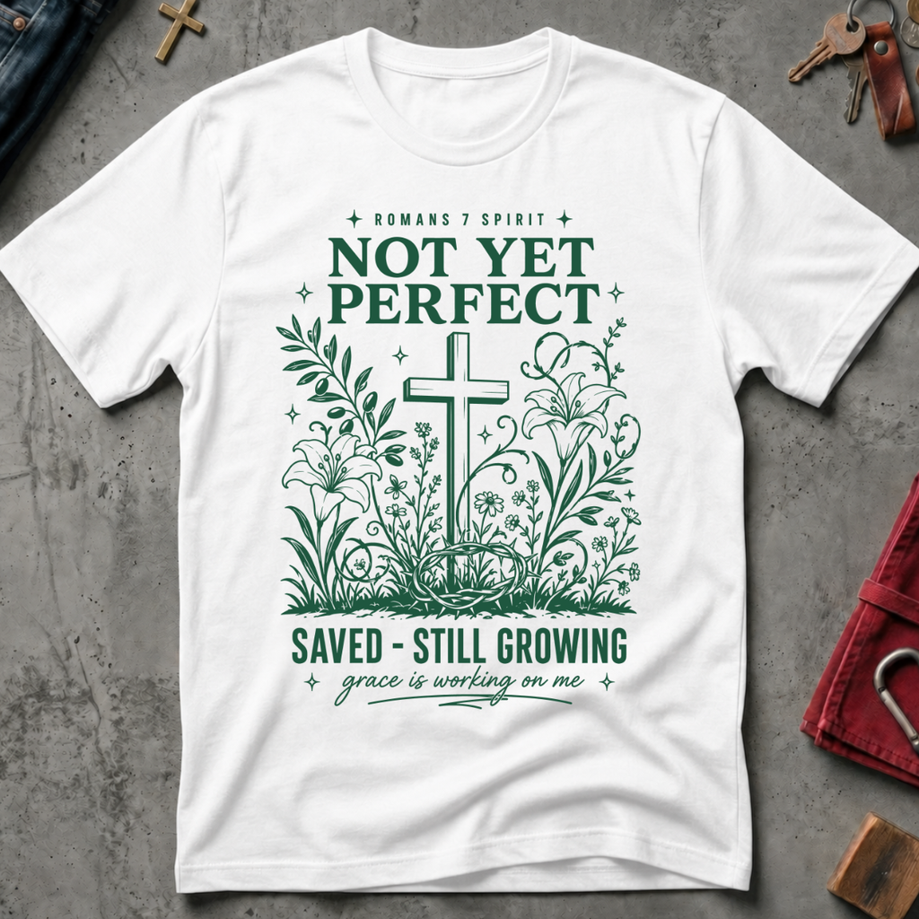 Not Yet Perfect, Saved and Still Growing - White