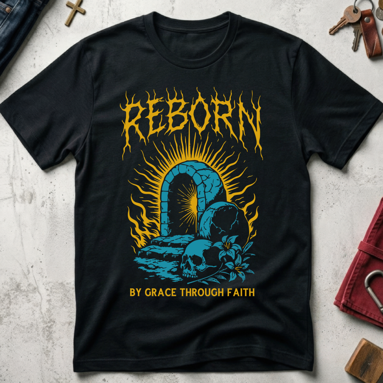 Reborn by Grace Through Faith - Black