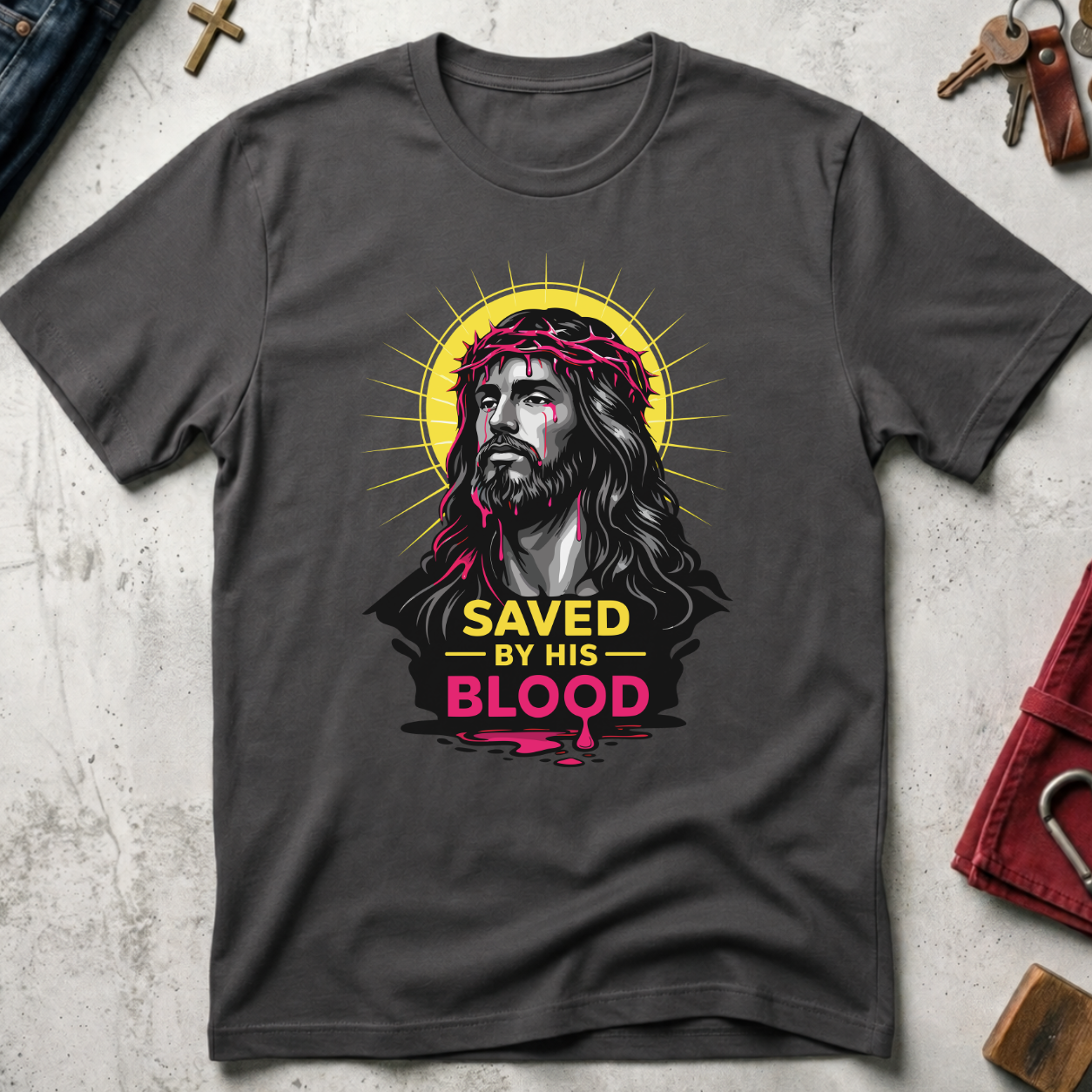 Saved by His Blood - Charcoal