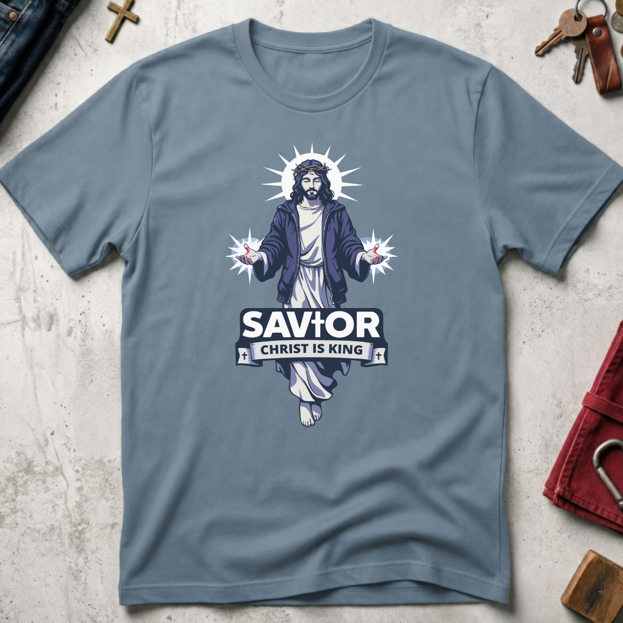 Savior, Christ Is King - Stone Blue