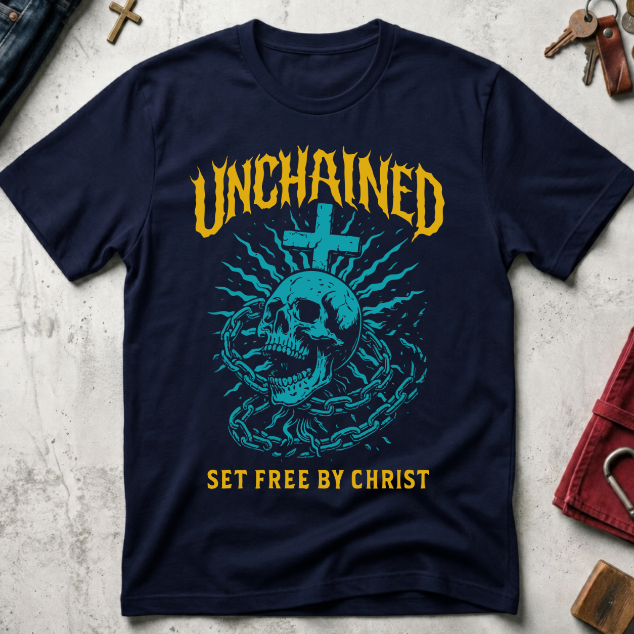 Unchained, Set Free by Christ - Navy