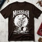 Messiah Grace Mercy Everlasting Life Christian T-shirt in Dark Chocolate