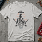 Death Couldn't Hold Him gothic skeleton Christian T-shirt in Ice Grey