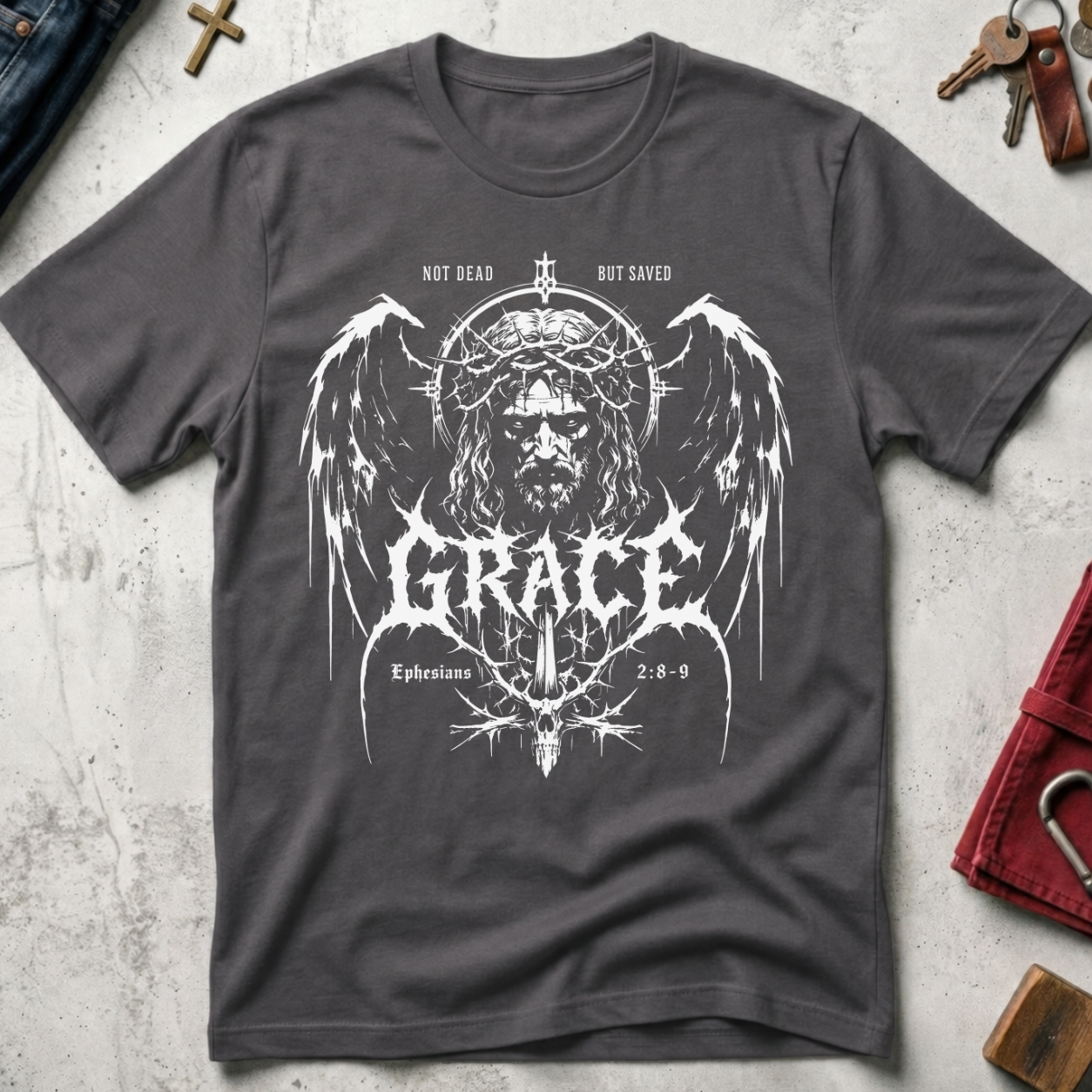Saved by Grace - Charcoal